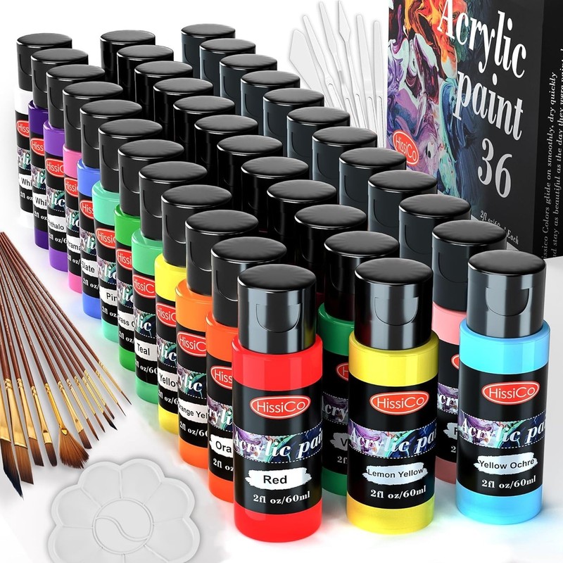 55PCS Acrylic Paint Set - Non Toxic, 36 Rich Pigment Colors gallery