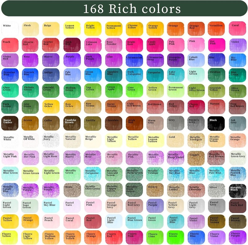 168-Color Watercolor Paint Set with Brushes & Pad gallery
