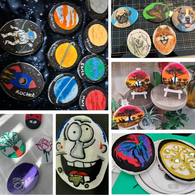 12 Pieces Rocks for Painting, 3-4 Inch Painting Rocks, DIY Painting Stones, S... gallery