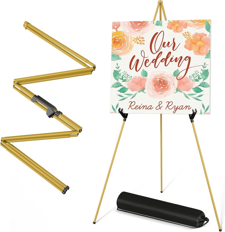 63″ Portable Folding Artist Painting Easel Display Tripod Adjustable Stand Gold