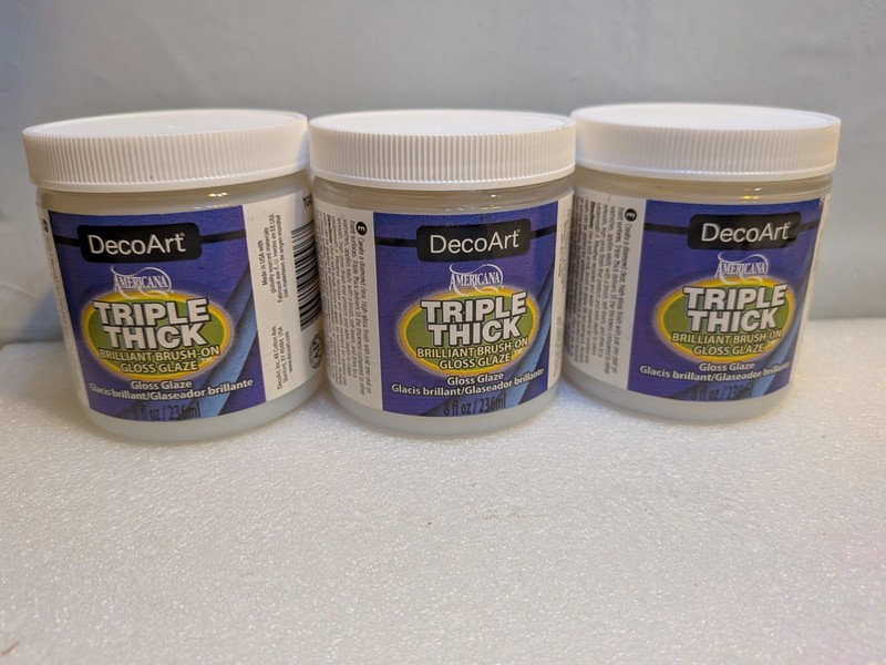 DecoArt Triple Thick Brilliant Brush-On Gloss Glaze-8oz Tub – Lot of 3