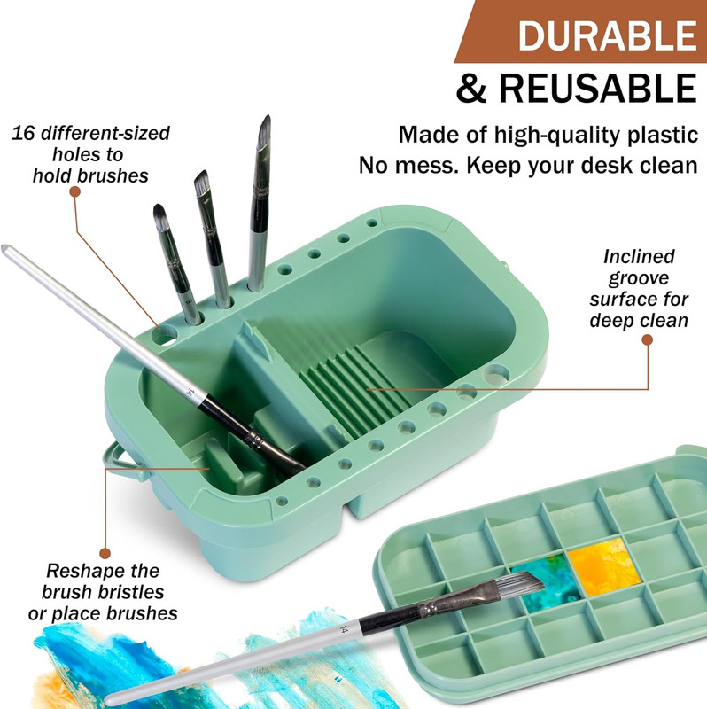 3-in-1 Paint Brush Cleaner, Washer, Holder & Palette - Artist Basin with Lid & S gallery