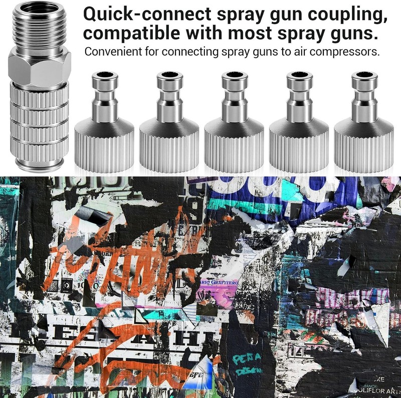Airbrush Quick Disconnect Coupler Release Fitting Adapter Kit with 5 pcs 1/8" gallery