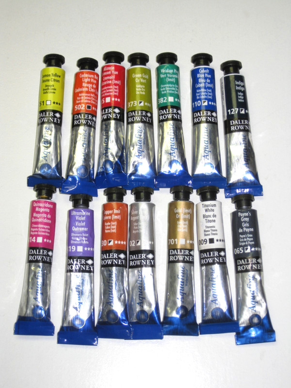 14 Lot Daler Rowney Aquafine Watercolor paint 8ml tubes ~ Free Ship