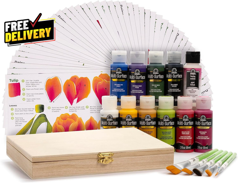 One Stroke a to Z of Floral Painting Kit Including 10 Multi-Surface Paints 5 B..