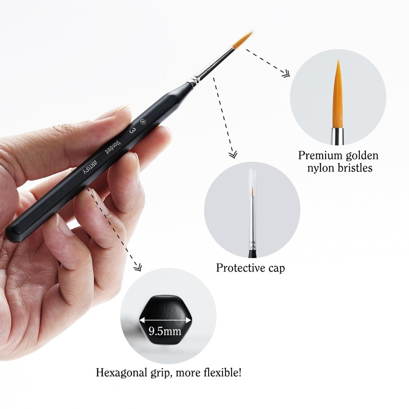 ARTIFY Miniature Drybrush Paint Brush Set 14-Piece Round Small Detail Model P... gallery