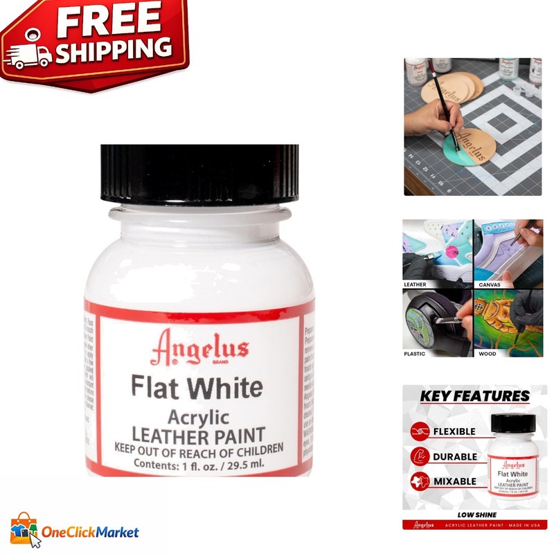 Acrylic Leather Paint in Flat White – 1 Fl Oz, Perfect for Custom Shoes & Crafts