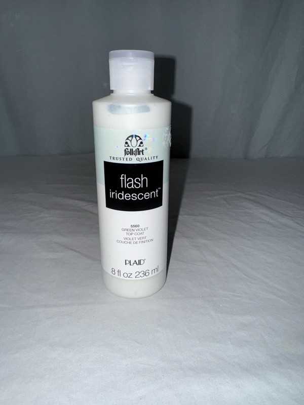 8oz Bottle - Folkart Flash Iridescent Top Coat Paint - Green Violet #5560 New