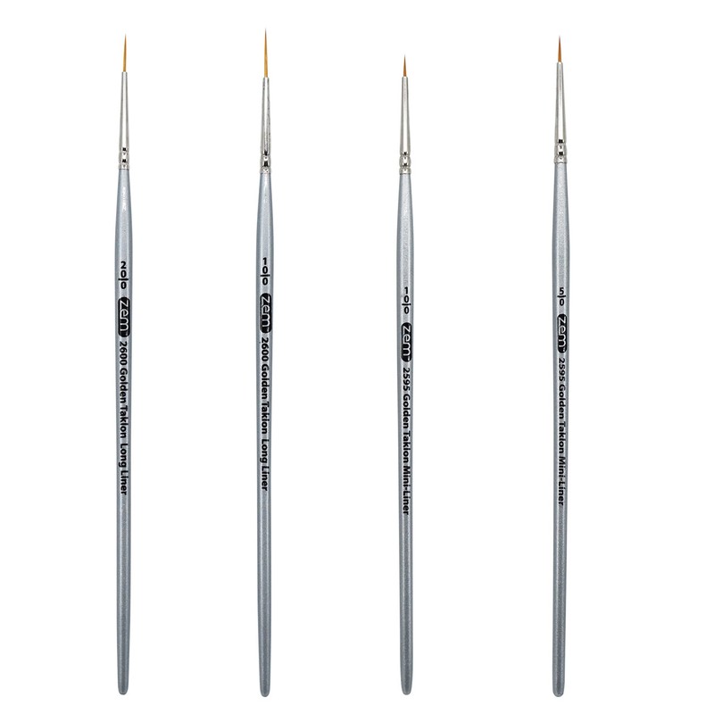 AS-30 Golden Taklon Synthetic Mini & Long Liners Brush Set 4 pcs