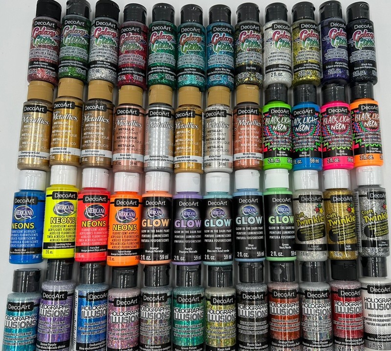 Deco Art Metallics~Holographic Illusions~Glow~Neons~Black Light Neon Paint 2oz