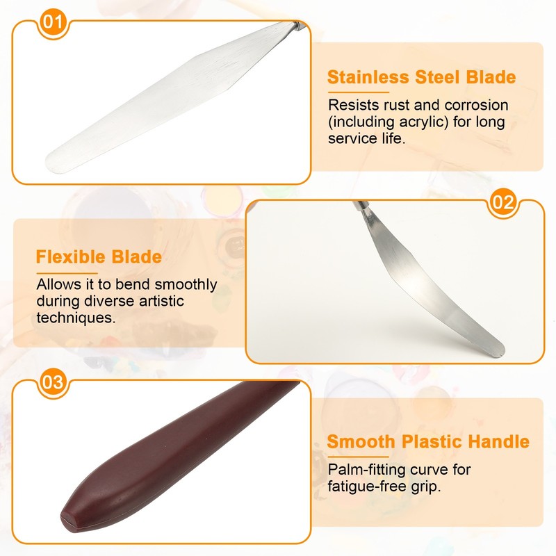 5pcs Painting Palette Knife 5.39 x 0.91 Inch Stainless Steel with Plastic Handle gallery