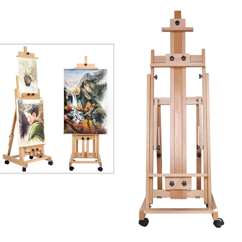 Large Heavy-Duty Studio Artist Easel H-Frame Wood Painting Art Easel Standing gallery