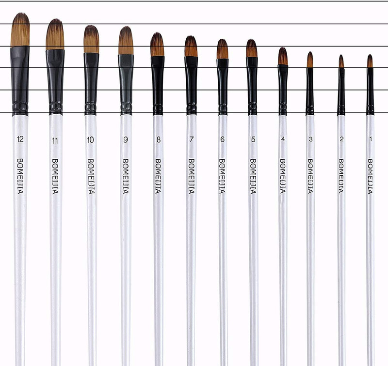 Filbert Paint Brushes Set, 12 PCS Artist Brush for Acrylic Oil Watercolor Gouach gallery
