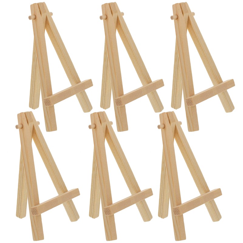 6 Pack 8″ Small Natural Wood Display Easel, A-Frame Artist Tripod Tabletop Stand