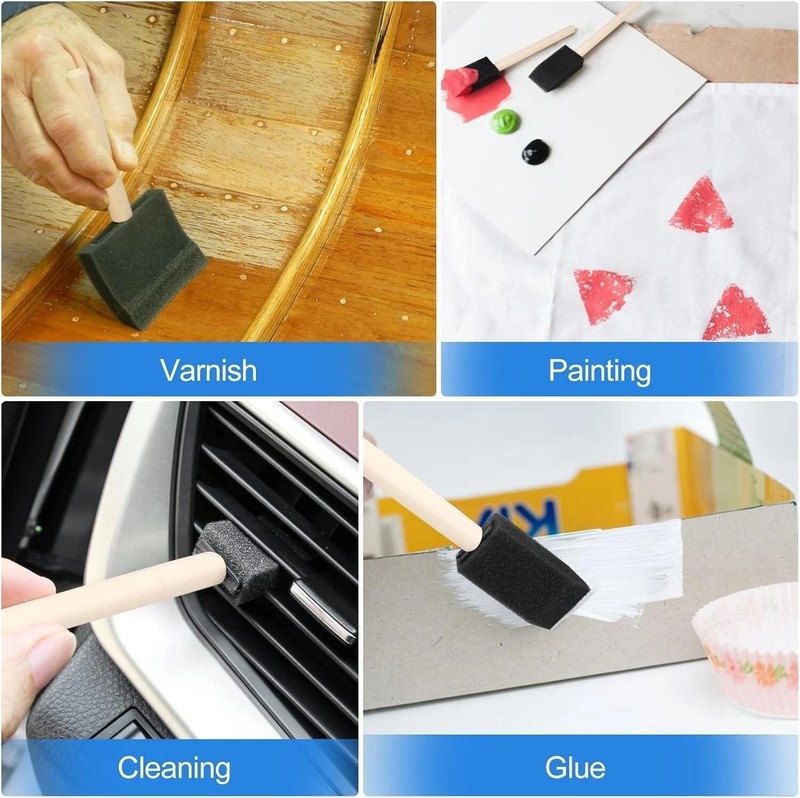 24-Piece Foam Paint Brush Set with Wooden Handles - Perfect for DIY Projects gallery