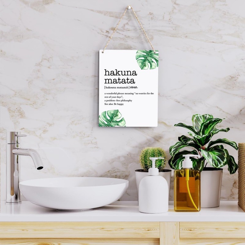 Motivational Wood Wall Art Hakuna Matata Word Definition Hanging Sign Farmhou... gallery