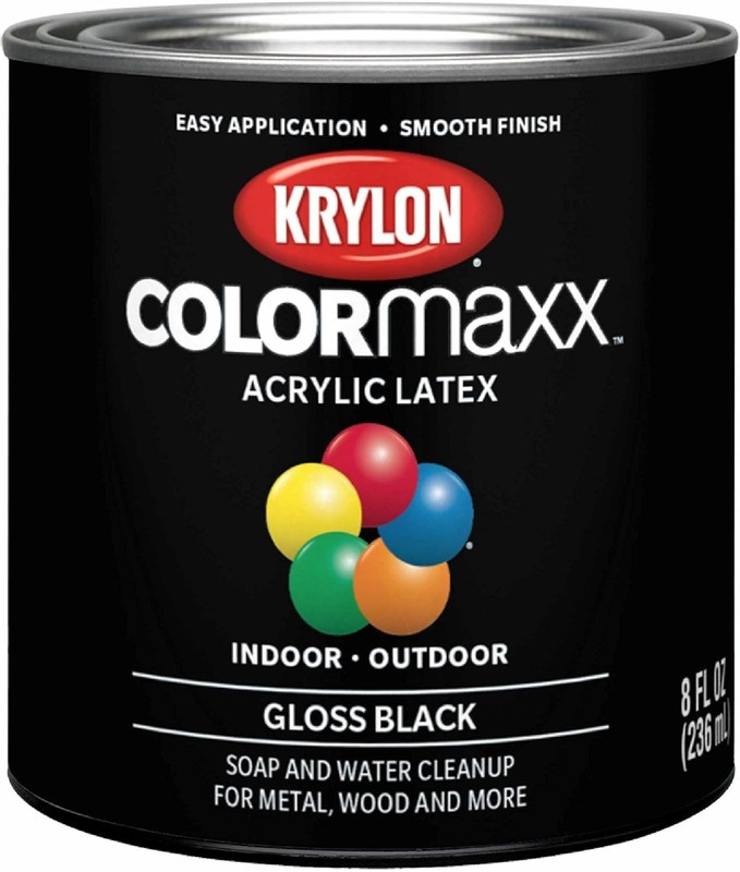 Gloss Black Acrylic Latex Brush-On Paint - Versatile ½ Pint for Indoor/Outdoor gallery