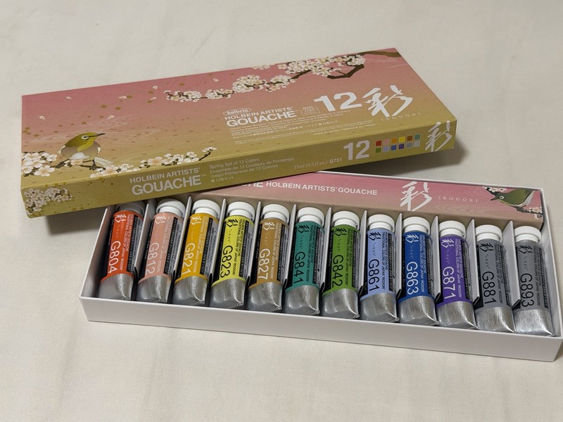 Holbein Artists’ Gouache Traditional Colors of Japan Irodori Spring Set 12*15ml