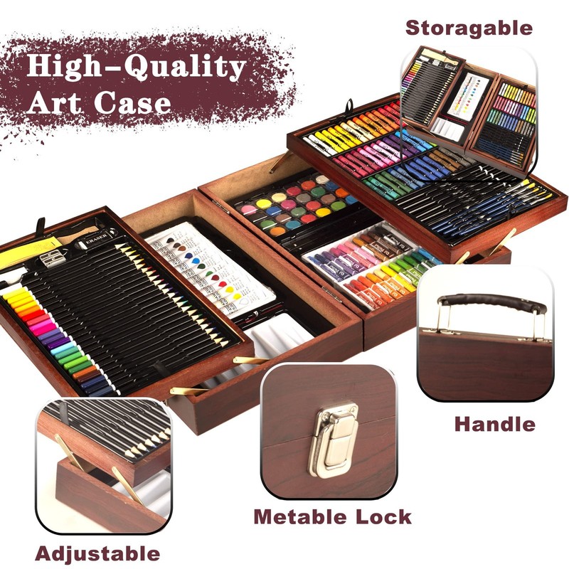 KINSPORY 168-Pack Art Supplies, Deluxe Wooden Set Crafts Drawing Beige gallery
