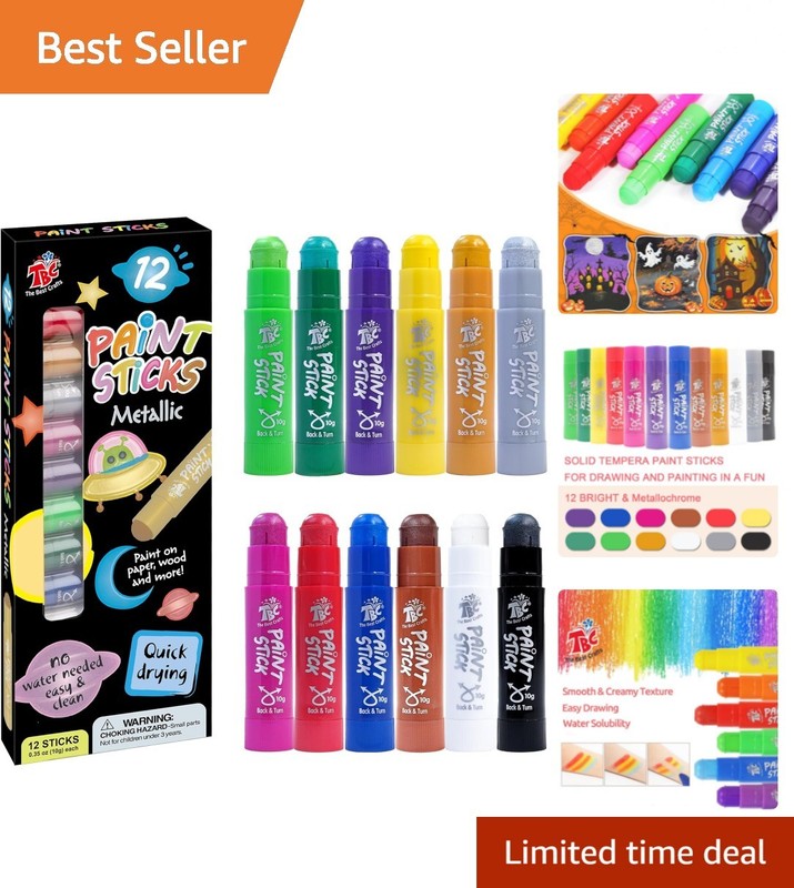 Paint Sticks, Metallic, Washable, Non-toxic, Tempera Paint Sticks for Kids an…