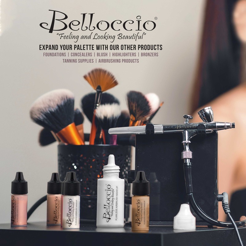 Belloccio AIRBRUSH Dark FOUNDATION MAKEUP SYSTEM Compressor Blush Bronzer Kit gallery