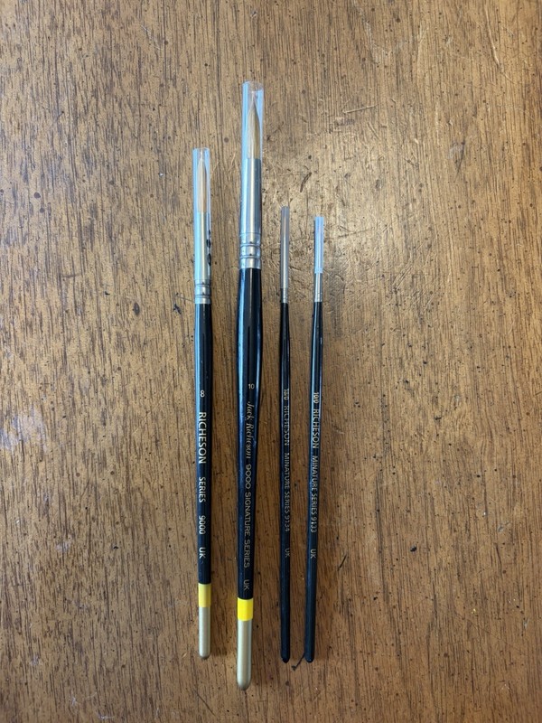 lot of 4 Jack Richeson 9000 Series Synthetic Watercolor Round Brushes