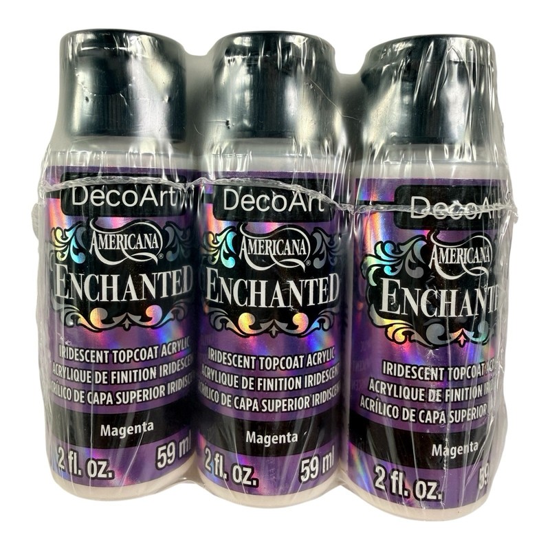 3 Deco Art Americana Enchanted Iridescent Top Coat Acrylic MAGENTA 2 fl oz NEW