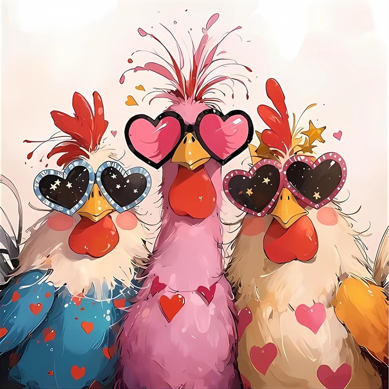 Cartoon Chickens Diamond Painting Kits for Adults, 5D Diamond Art Painting by Nu