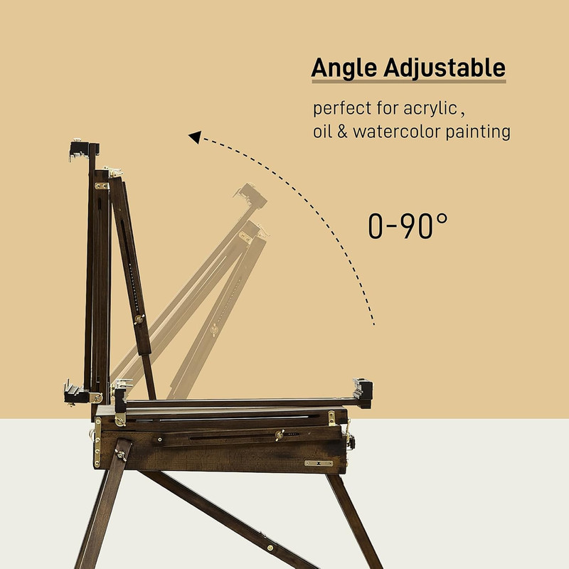 French Easel for Painting, Deluxe Beech Wooden Field & Studio Sketchbox Easel St gallery