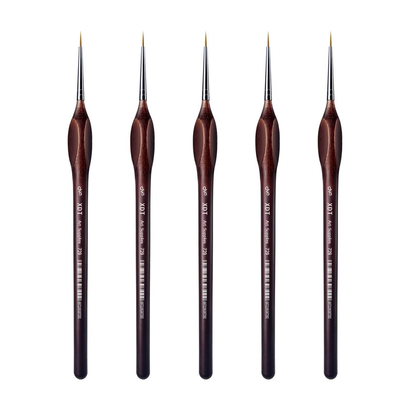XDT#729 Mini Fine Detail Liner Art Brush 5Pc #00000 Set Nail Model