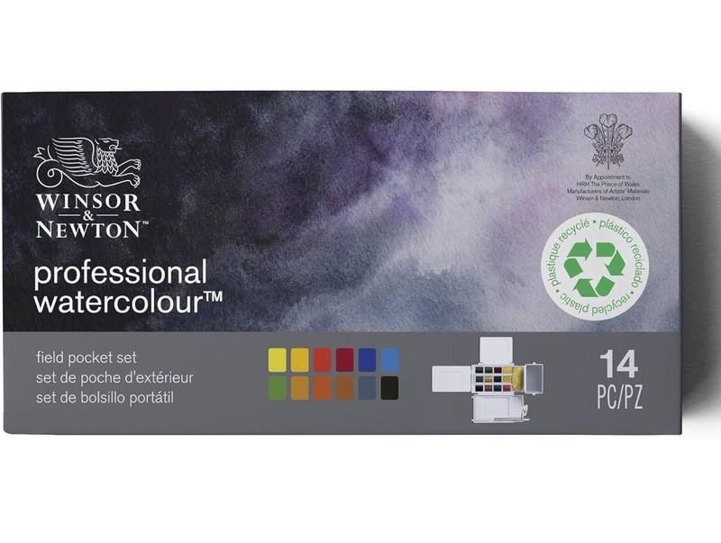 Winsor Newton Professional Watercolor Field Pocket Set 14pc Made In France NEW