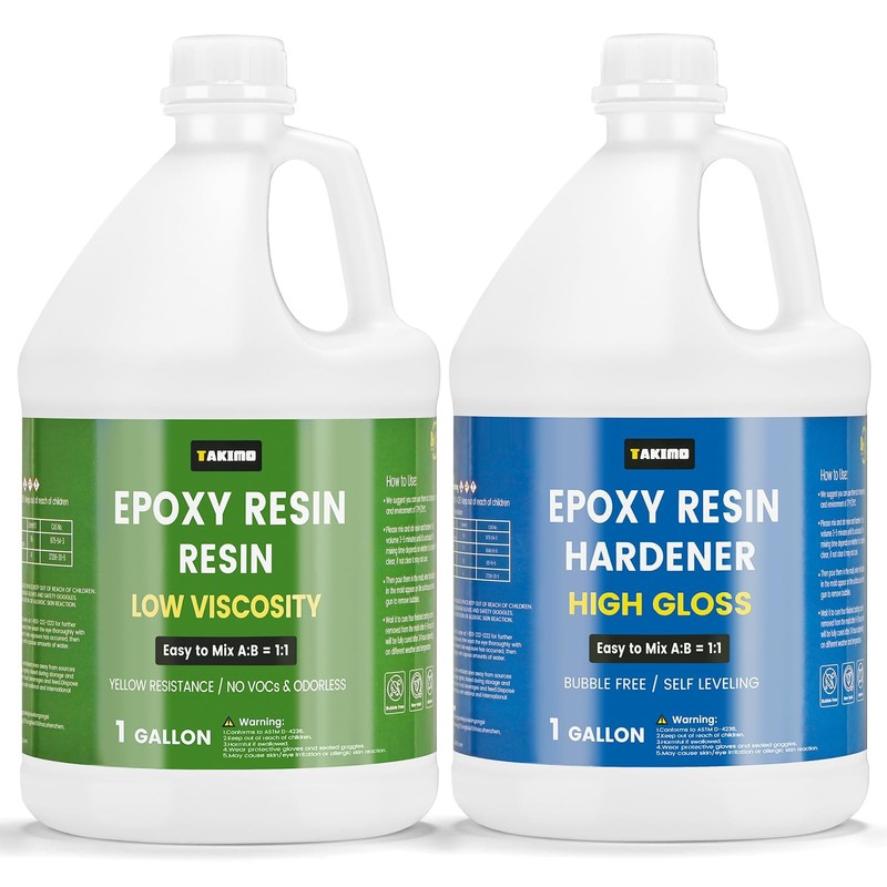 Epoxy Resin Kit 2 Gallon Crystal Clear No Bubble Not Yellowing TKEP Coating Wood