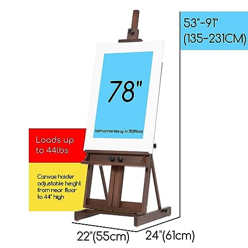 Heavy Duty H-Frame Studio Easel Stand, Large Adjustable Solid Beech Walnut gallery
