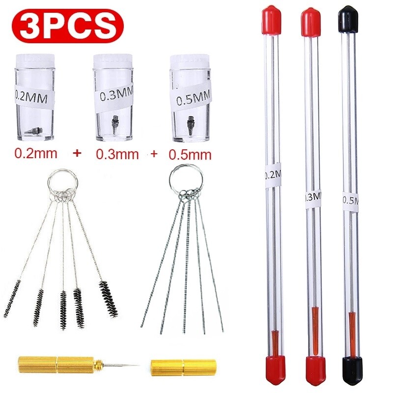 Airbrush Nozzle Needle Cap Set 0.2/0.3/0.5mm Replacement Airbrushes Accessories