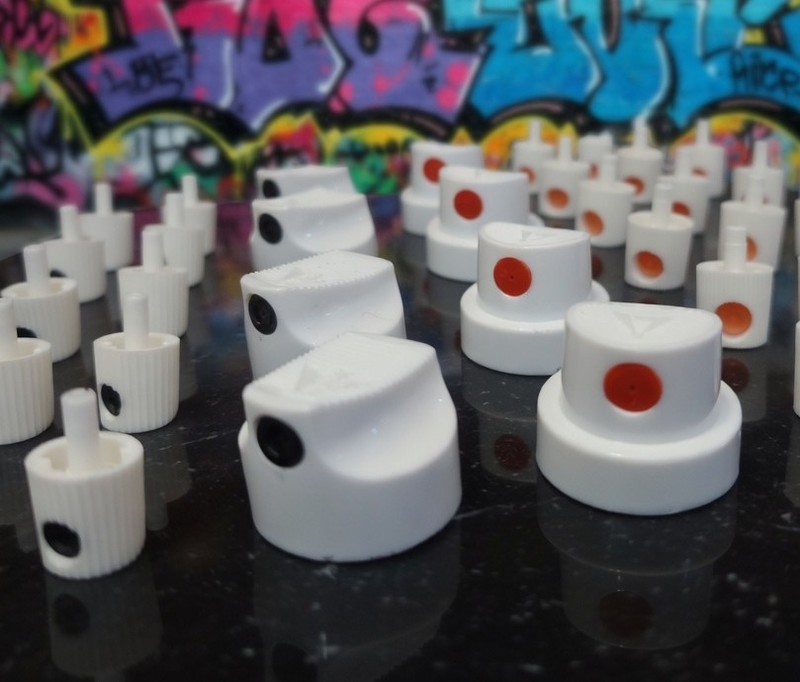 Spray Paint Caps – 60 pc Lot NY Fat, German Outline, Orange Dot, Rusto Fat