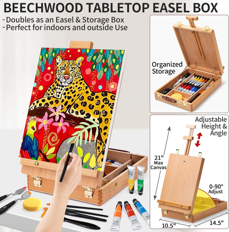 66-Piece Acrylic Painting Kit with Desktop Easel,32 Colors Acrylic Paint Set(22M gallery