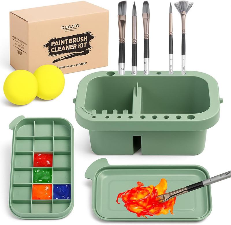 3-in-1 Paint Brush Cleaner, Washer, Holder & Palette - Artist Basin with Lid & S