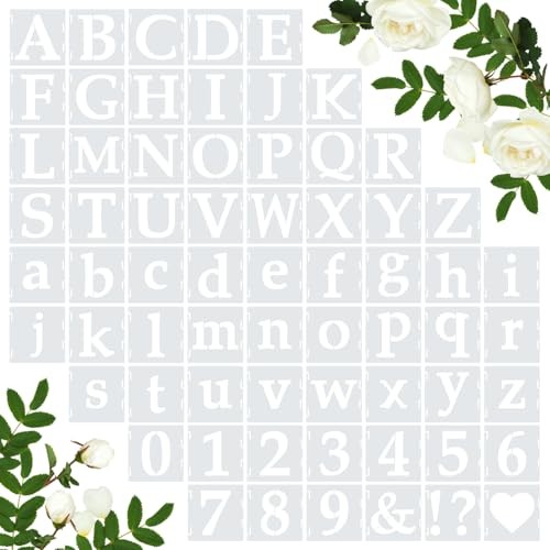 65 Pcs Plastic Painting Stencils Reusables Numbers and Symbols 4 Inch Letter
