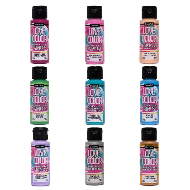 9 Bottles Pastel Multi Surface Acrylic Paint Set Multi Surface 2 fl oz