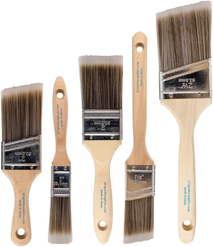 Pro Grade Paint Brushes, 5-Piece Paint Brush Set, Flat & Angle Brushes for Walls