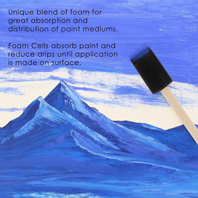 50 Pack - 1" Foam Sponge Paint Brush Set Wood Handle Craft Touch Up Stain gallery