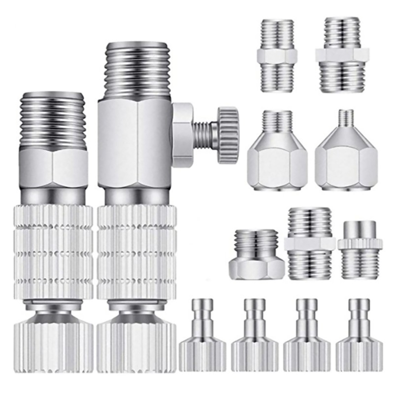 15Pcs Airbrush Adapter Kit Fitting Connector Set Rustproof For Air Compressor