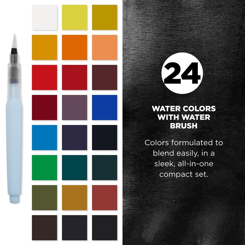 XNCW-24N, 24 Assorted Watercolors Field Sketch Set with Brush gallery