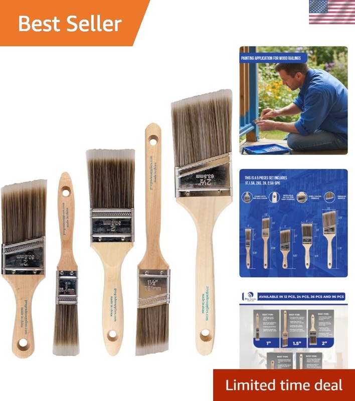 Paint Brushes, 5-Piece Paint Brush Set: Flat & Angle Brushes for Latex and Oi…