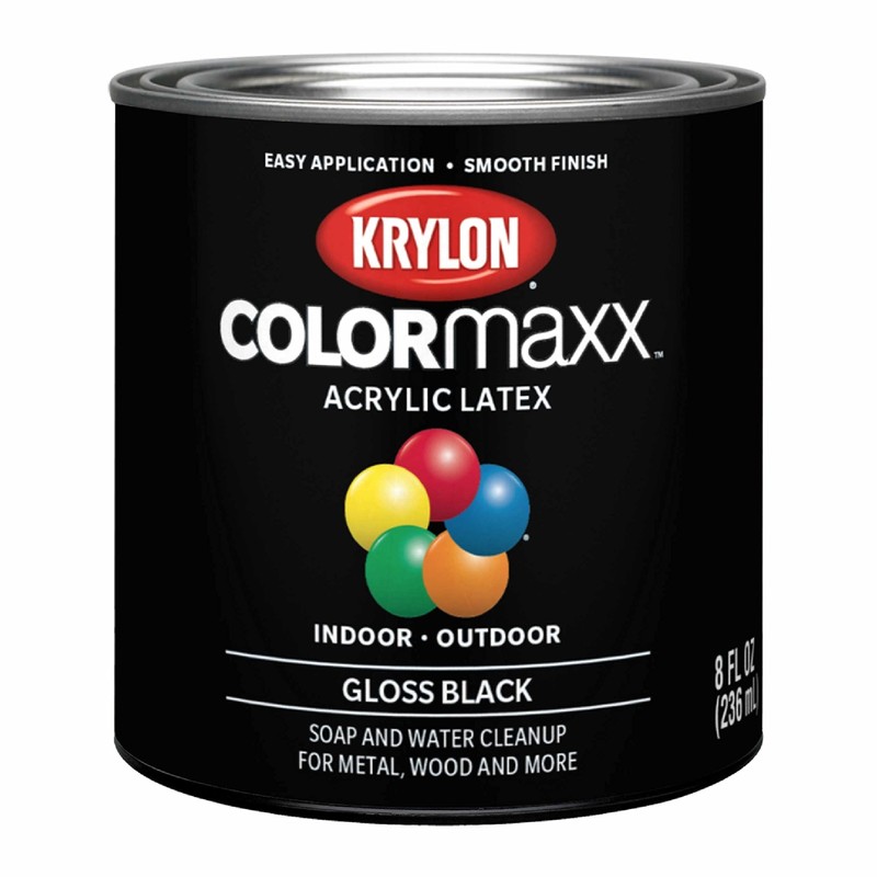 Krylon COLORmaxx Gloss Black Acrylic Latex Brush On Paint 8 Fl Oz 1 Pack