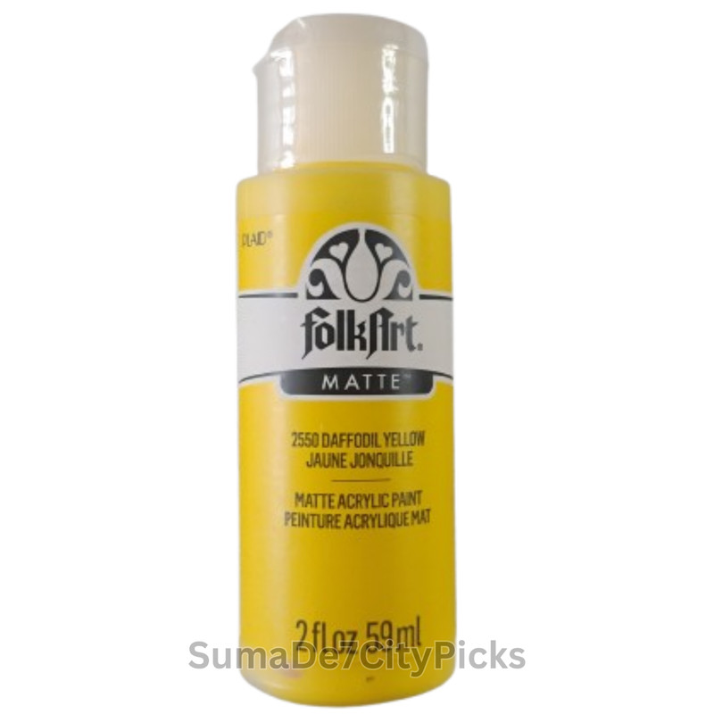 FolkArt Acrylic Craft Paint Matte 2oz Flat Non-Glossy Canvas DIY Daffodil Yellow gallery