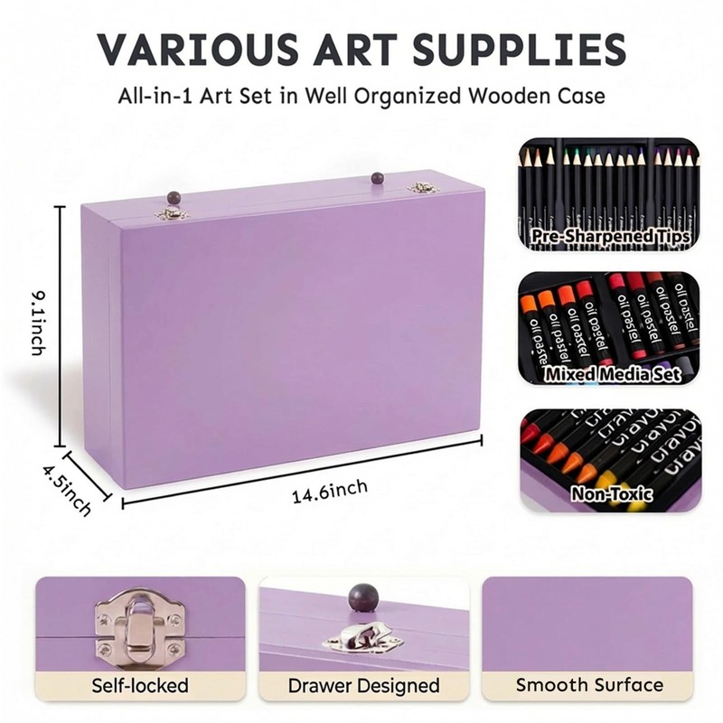 175 Piece Deluxe Art Set with 2 Drawing Pads, 1 Count (Pack of 1), Purple gallery
