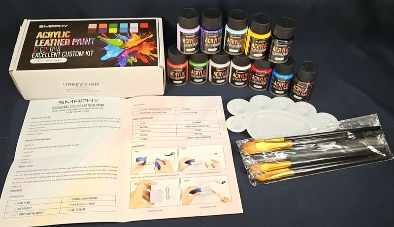 Acrylic Leather Paint (12 colors), Flexible & Durable Shoe Paint 6 brushes NIOB