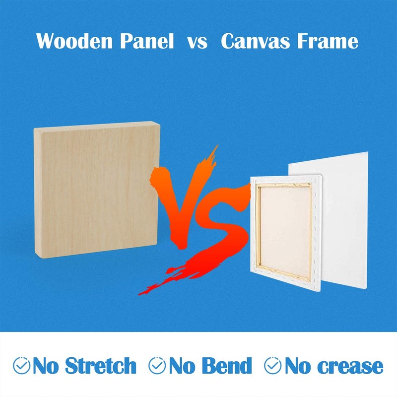 4 Pack Unfinished Birch Wood Panels 4x4 Inch Painting Canvas Boards gallery