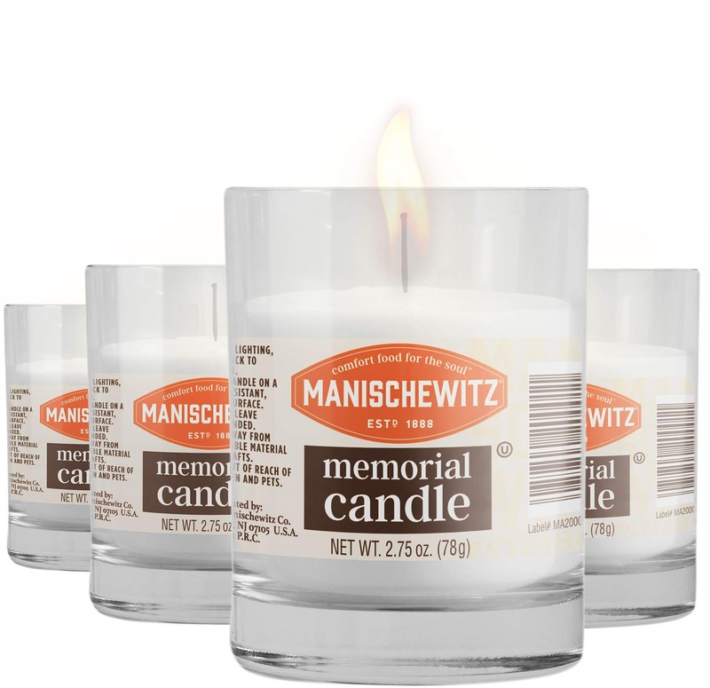 Manischewitz 24 Hour Candles, 1 Day Glass 2.75 Ounce (Pack of 4), White